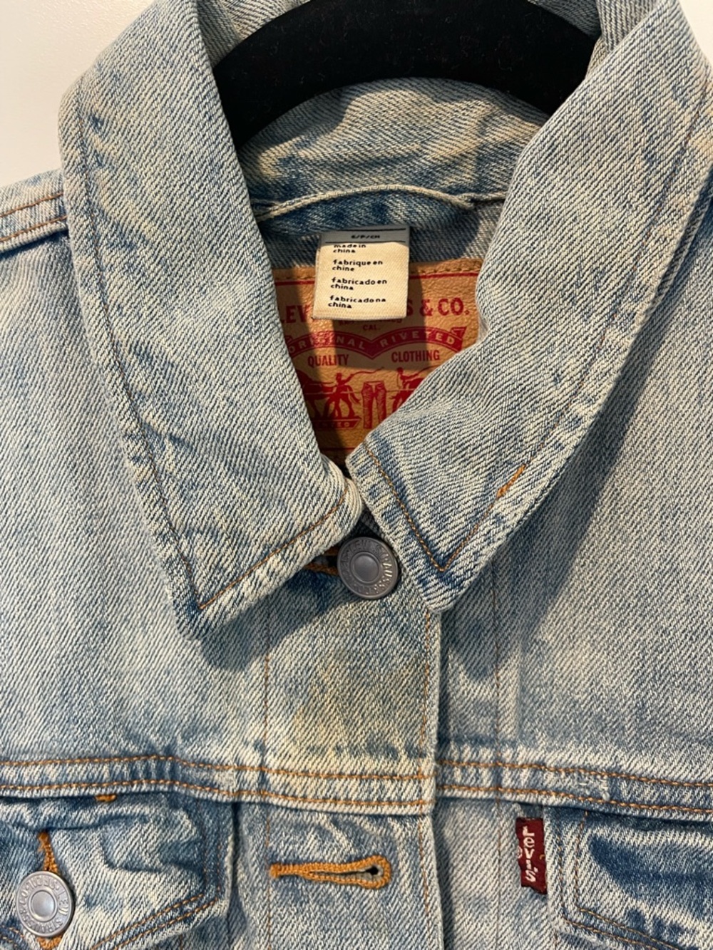 Levi's Pale Blue Washed Denim Jacket with Red Tab